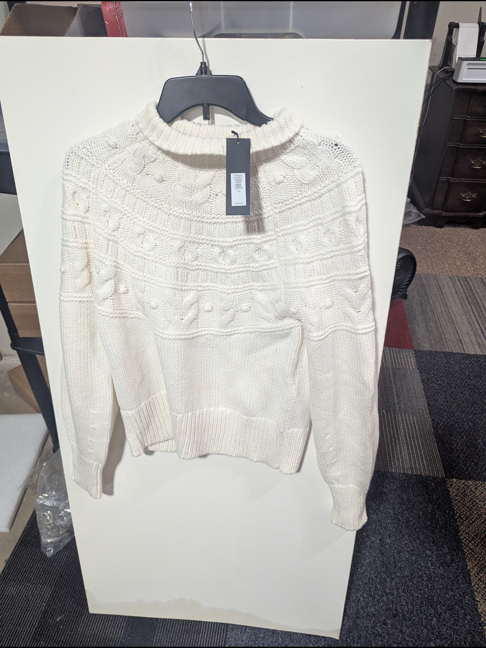 Banana Republic Cream Cable-Knit Turtleneck Sweater